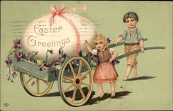 Easter Greeting With Children Postcard Postcard