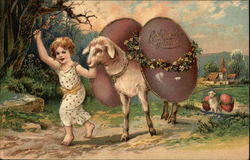 Best Easter Wishes With Lambs Postcard Postcard