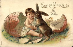 Easter Greetings With Children Postcard Postcard