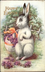 Happy Easter With Bunnies Postcard Postcard