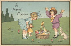 A Happy Easter With Children Postcard Postcard