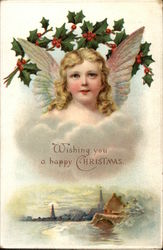 Wishing You a Happy Christmas Angels Postcard Postcard