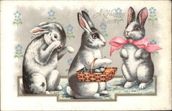 A Happy Easter With Bunnies Postcard Postcard