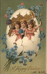 A Happy Easter With Children Postcard Postcard