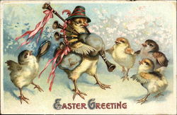 Easter Greeting With Chicks Postcard Postcard