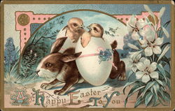 A Happy Easter to You With Bunnies Postcard Postcard