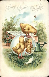 Loving Easter Wishes With Chicks Postcard Postcard