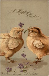 A Happy Easter With Chicks Postcard Postcard