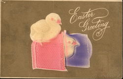 Easter Greeting With Chicks Postcard Postcard