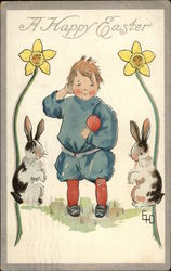 A Happy Easter With Children Postcard Postcard