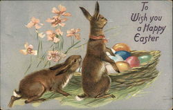 To Wish You a Happy Easter With Bunnies Postcard Postcard