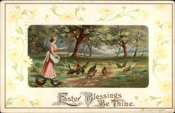 Easter Blessings be Thine With Chicks Postcard Postcard