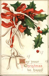 Holly and wishbones Christmas Postcard Postcard