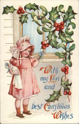 With My Love and Best Christmas Wishes Children Postcard Postcard