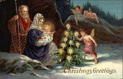 Christmas Greetings Madonna & Child Postcard Postcard