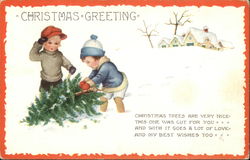 Christmas Greeting Children Postcard Postcard