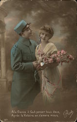 Couple Holding Flowers Postcard