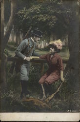 Couple Resting from Hunting Postcard