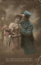 French Soldier and His Girl Postcard