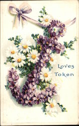 Loves Token Figures Made of Flowers Postcard Postcard