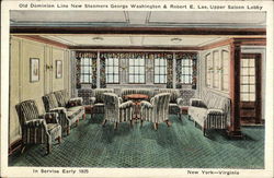 Old Dominion Line New Steamers George Washington & Robert E. Lee, Upper Saloon Lobby Interiors Postcard Postcard