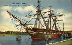 U.S.S. Constellation 1797, Oldest Man O' War Afloat in World, Newport, R.I Boats, Ships Postcard Postcard