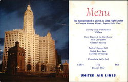 United Air Lines Menu Advertising Postcard Postcard