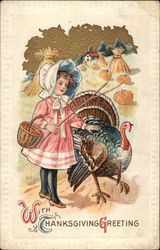 With Thanksgiving Greeting Children Postcard Postcard