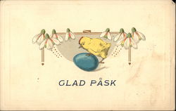 Glad Pask With Chicks Postcard Postcard