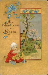 All Happiness at Easter With Children Postcard Postcard