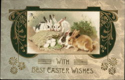 Four Rabbits and Some Easter Eggs With Bunnies Postcard Postcard