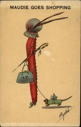 Maudie Goes Shopping Comic, Funny Postcard Postcard