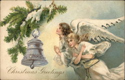 Christmas Greetings Angels Postcard Postcard