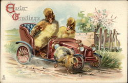 Easter Greetings With Chicks Postcard Postcard