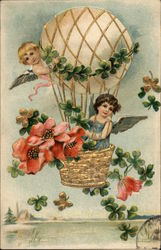 Hot Air Balloon of Flowers Fantasy Postcard Postcard