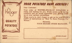 Your Potatoes Have Arrived! Advertising Postcard Postcard