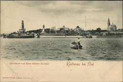 Lighthouse and Kaiser Wilhelm Memorial Holtenau Kiel, Germany Postcard Postcard