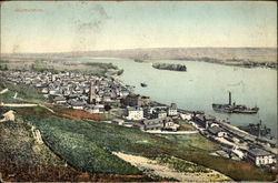 View of Town and River Rhine Rudesheim, Germany Postcard Postcard