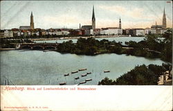 View of Lombartsbrucke and Binnenalster Hamburg, Germany Postcard Postcard