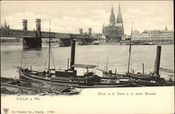 View of Cathedral and River Cologne, Germany Postcard Postcard