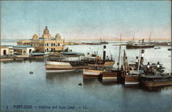 Harbour and Suez Canal Port Said, Egypt Africa Postcard Postcard