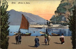 Arriving in Port - Paddlesteamer Riva, Italy Postcard Postcard