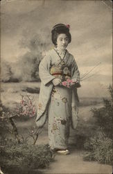 Woman in Kimono Postcard