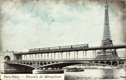 Passerelle du Metropolitain Paris, France Postcard Postcard