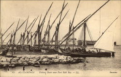 Fishing Boats near Fort Kait Bey Alexandria, Egypt Africa Postcard Postcard