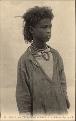 Egyptian Types and Scenes - A BIsharin Boy Postcard