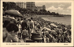 Beach-goers at Flamengo Beach Rio de Janeiro, Brazil Postcard Postcard