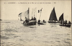 La Bénédiction de la Mer sur un canot de sauvetage Audierne, France Postcard Postcard