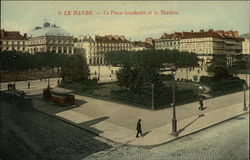 La Place Gambetta et la Theatre Postcard