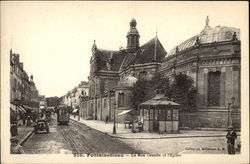 La Rue Grande et l'Eglise Fontainebleau, France Postcard Postcard